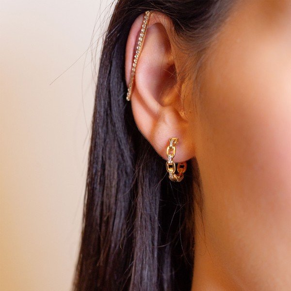 Argolinhas Corrente Diamantes