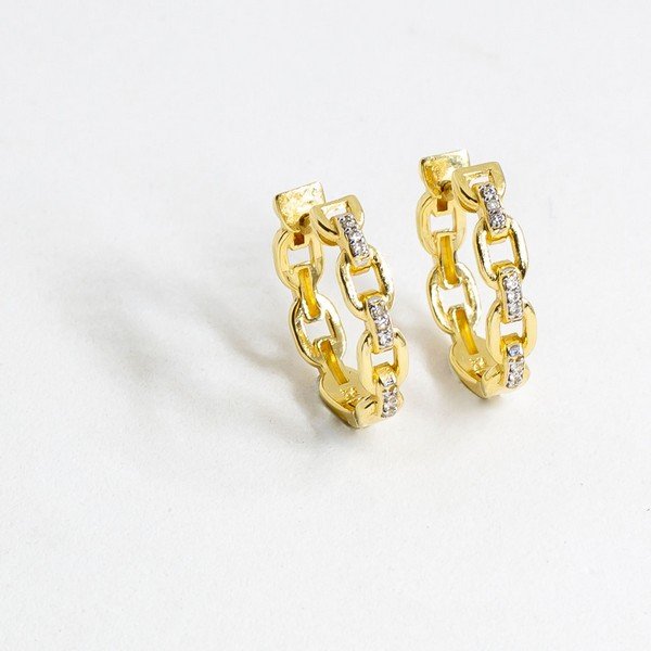 Argolinhas Corrente Diamantes