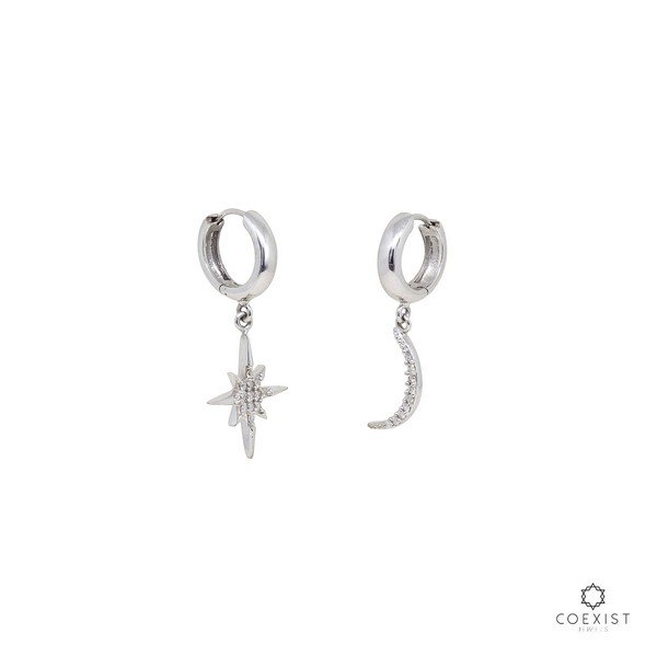 Argolinhas Estrela e Lua Diamantes