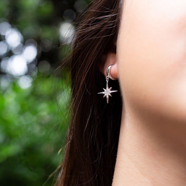 Argolinhas Estrela e Lua Diamantes