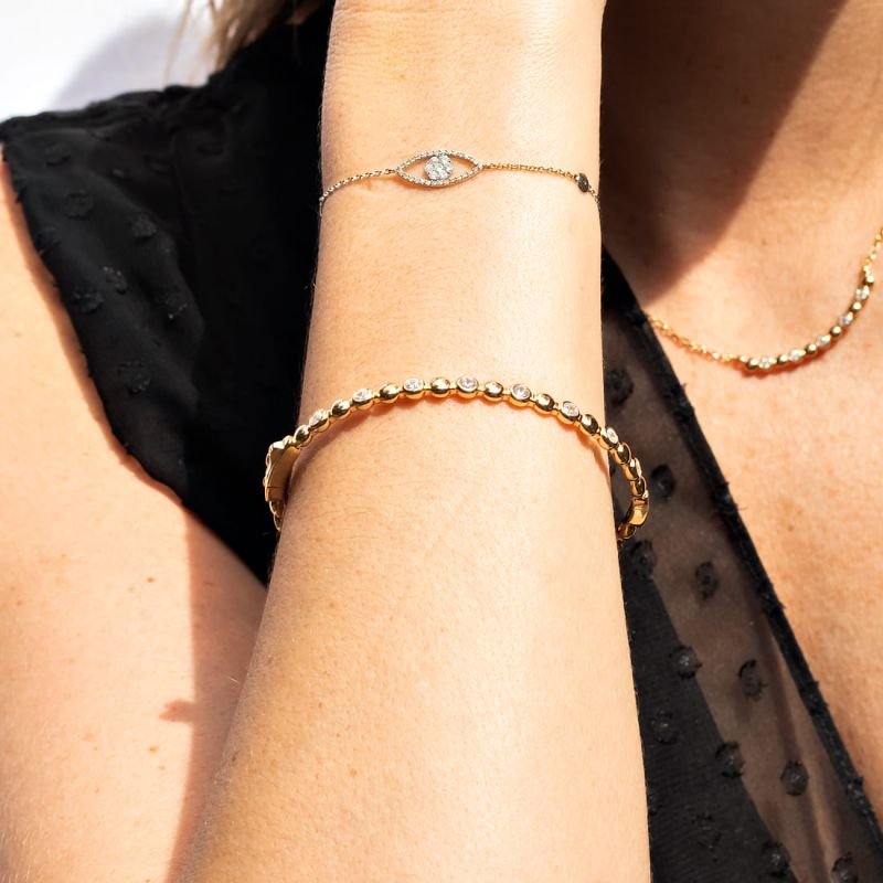 Bracelete Bolinhas Lisa e Cravejada