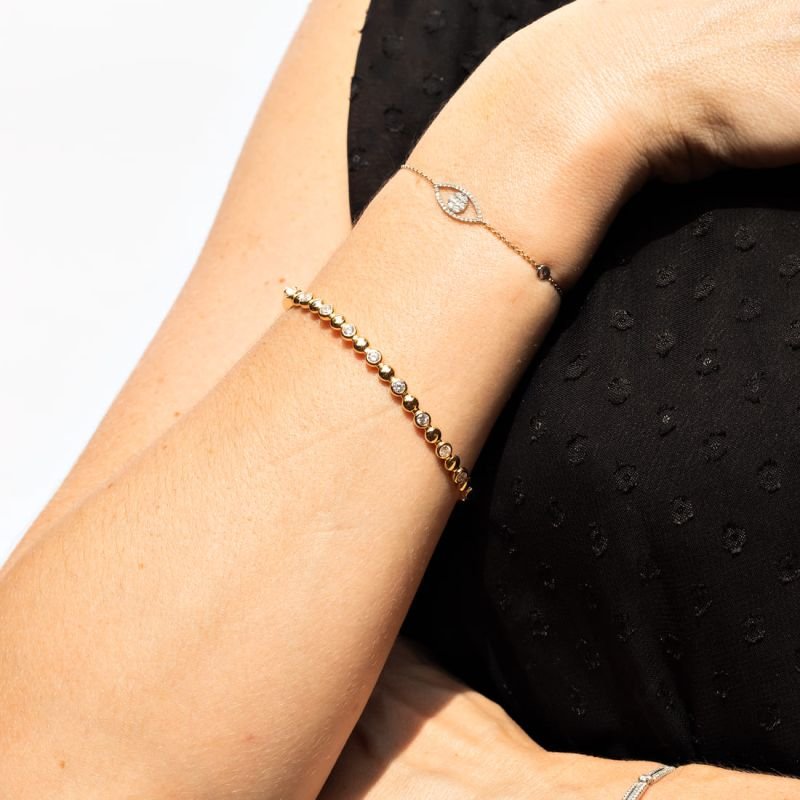 Bracelete Bolinhas Lisa e Cravejada