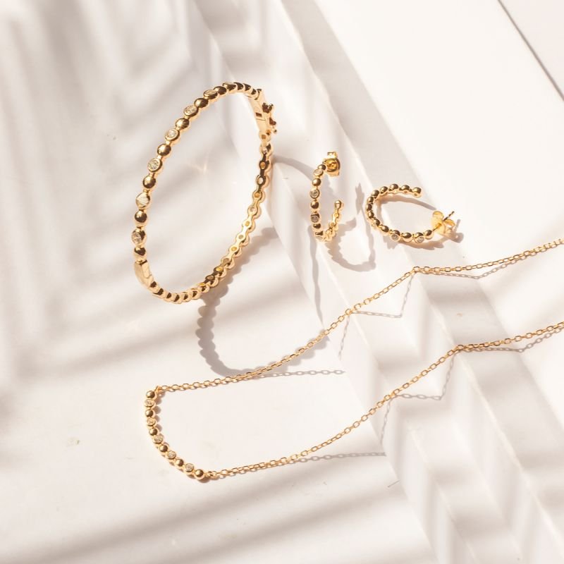 Bracelete Bolinhas Lisa e Cravejada