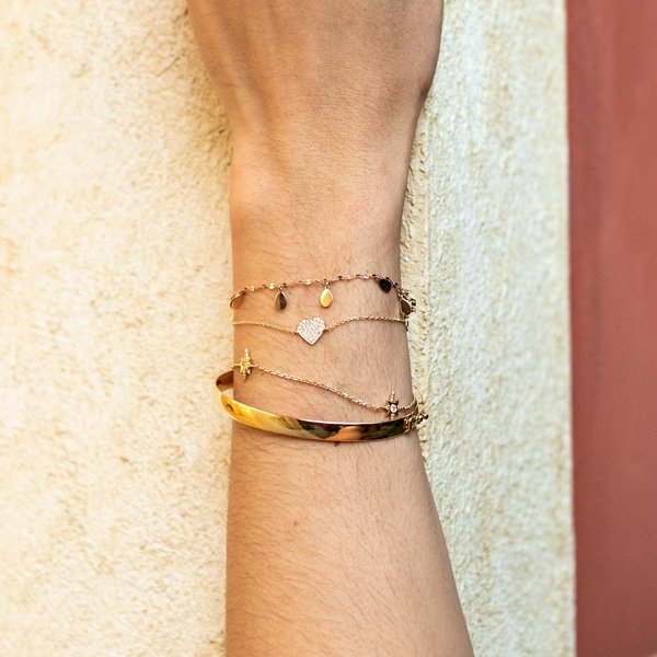 Bracelete Largo Ouro Liso