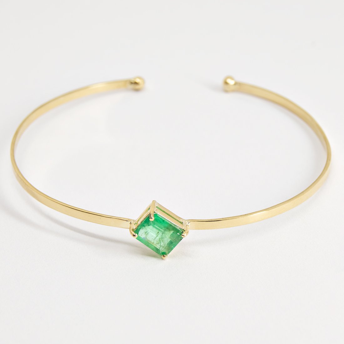 Bracelete Rígido Esmeralda Retangular 