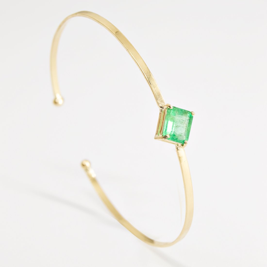 Bracelete Rígido Esmeralda Retangular 