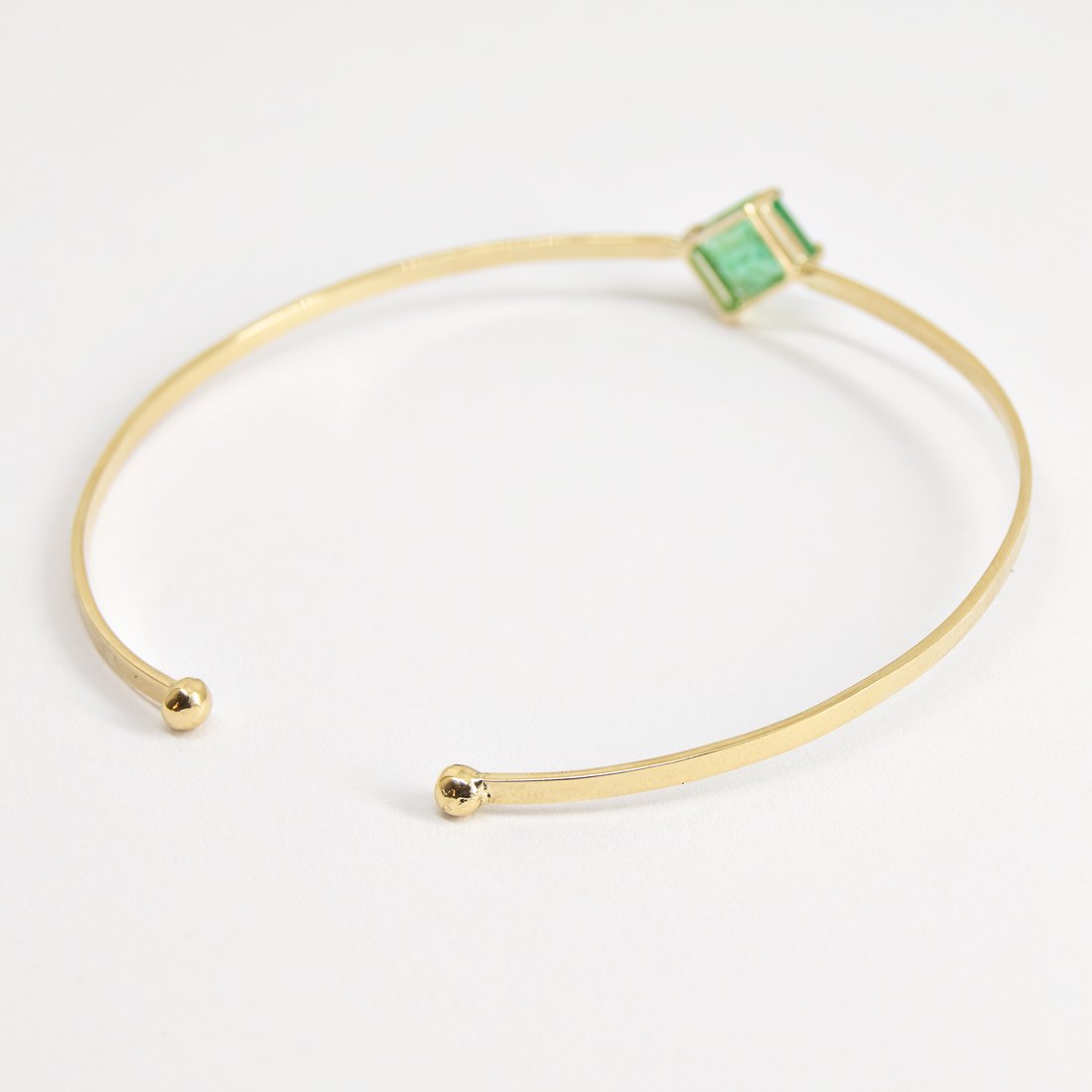 Bracelete Rígido Esmeralda Retangular 