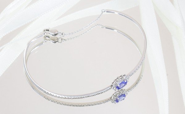Bracelete Rígido Princess Tanzanita e Diamantes