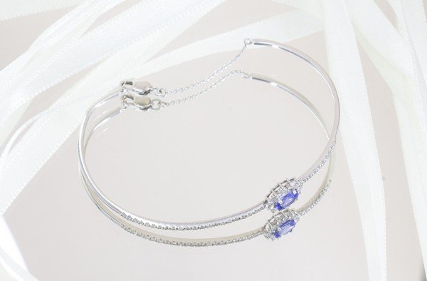 Bracelete Rígido Princess Tanzanita e Diamantes