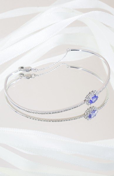 Bracelete Rígido Princess Tanzanita e Diamantes