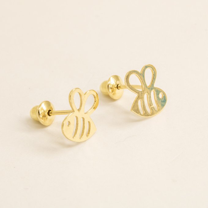 Brinco abelhinha kids ouro liso