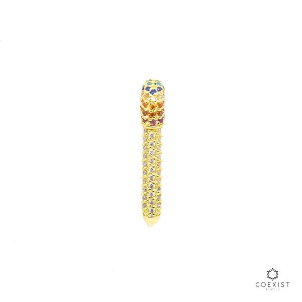 Brinco Alfinete Cravejado Zircônias Coloridas Prata 925 (peça unitária)