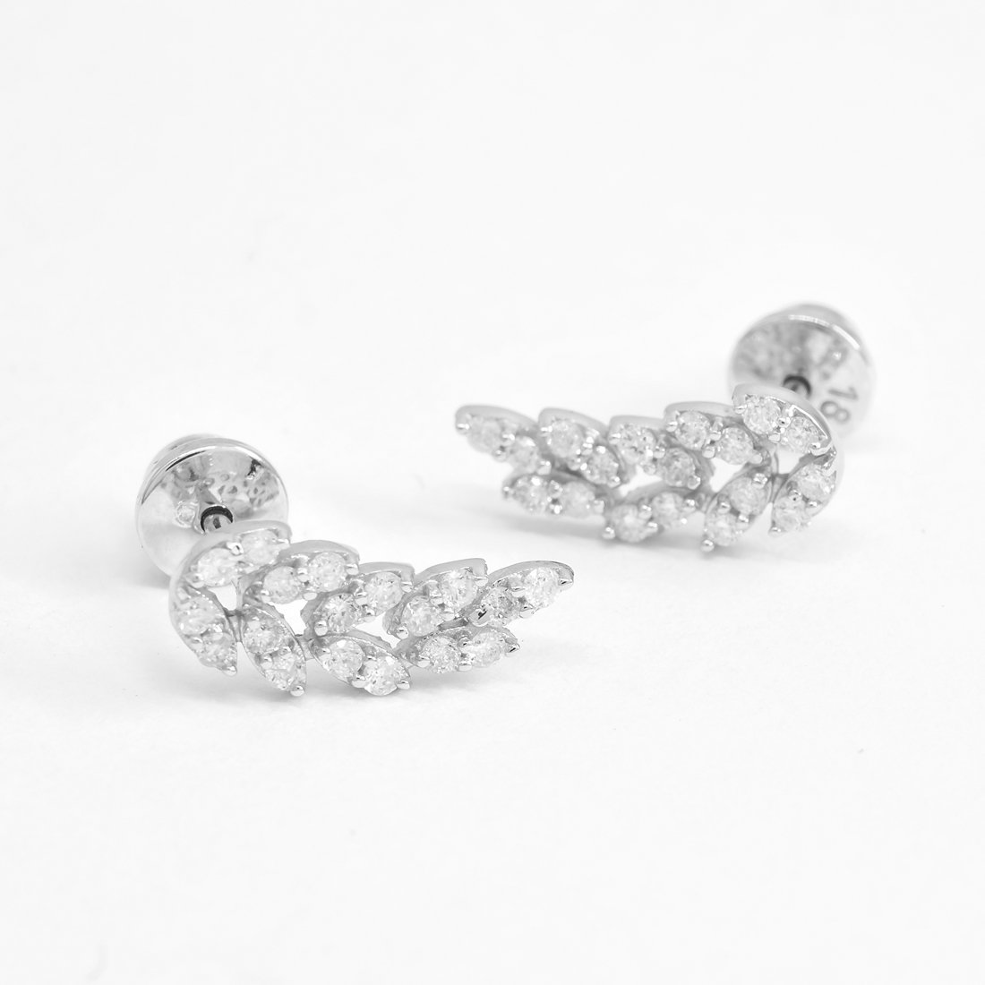 Brinco Angel Navetes Diamantes Ouro 18k