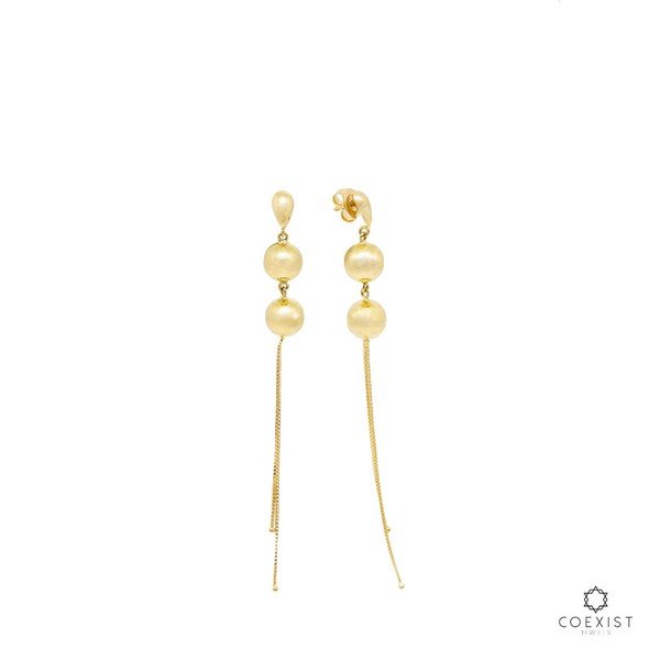 Brinco Bolas Longo Ouro 18K