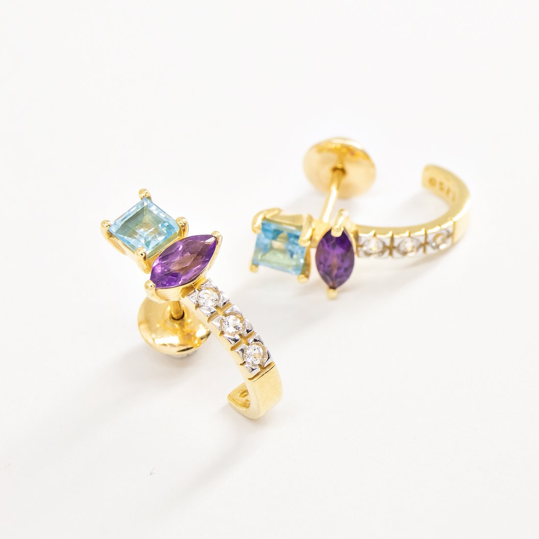 Brinco Candy Diamantes Topázio e Ametista 