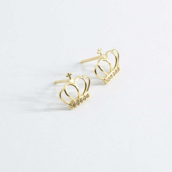 Brinco Coroa Zircônias Ouro 18K
