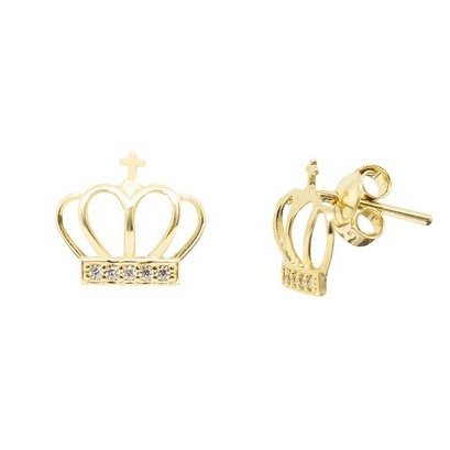 Brinco Coroa Zircônias Ouro 18K