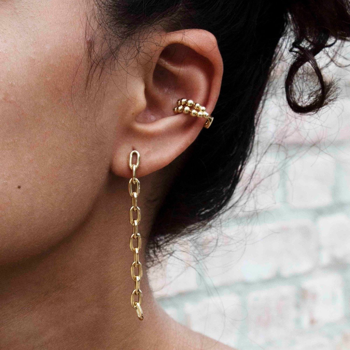 Brinco Corrente Longa Ouro 18K 