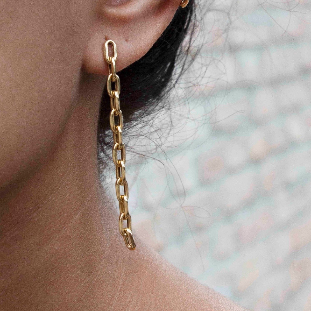 Brinco Corrente Longa Ouro 18K 