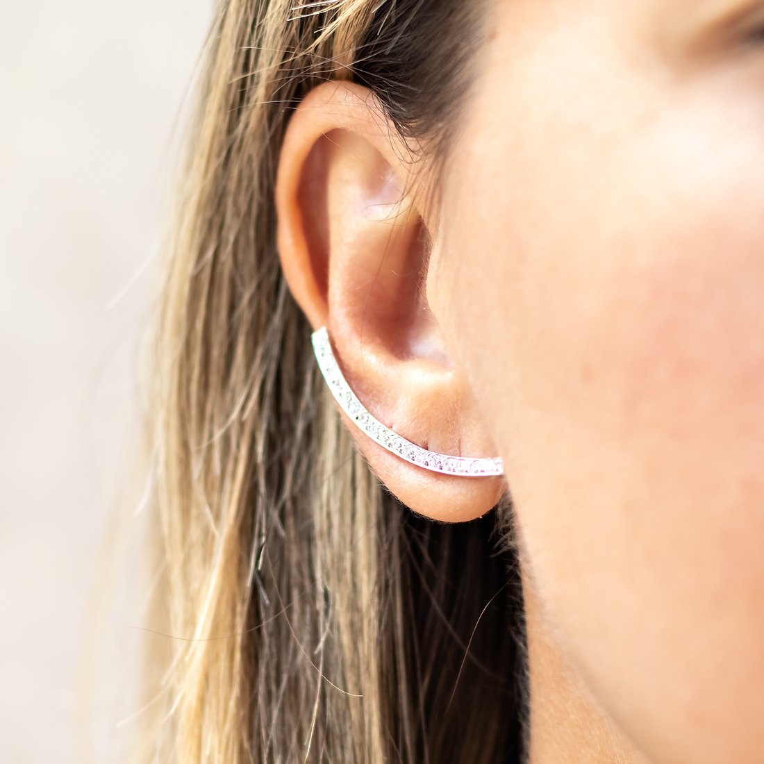 Brinco Earcuff Canoa Diamantes Extras 