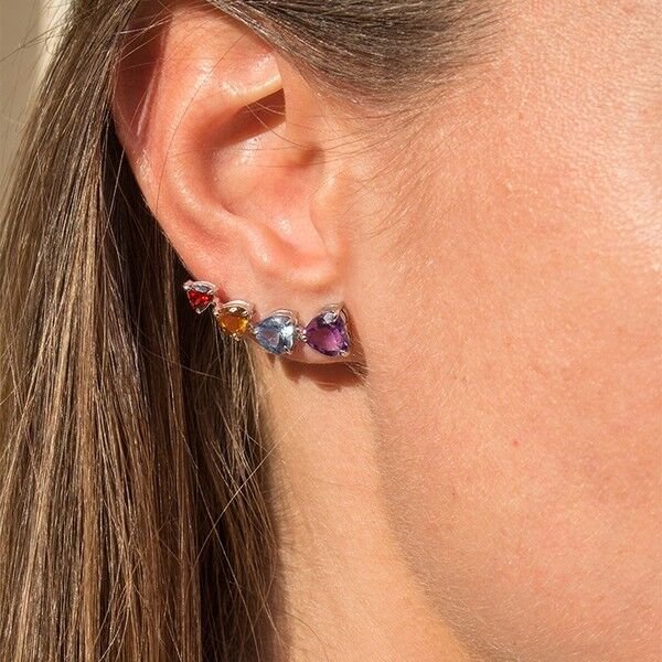 Brinco Earcuff Florescer Corações 