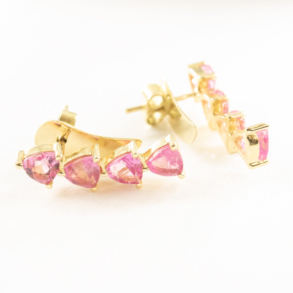 Brinco Earcuff Trilhons Turmalina Rosa