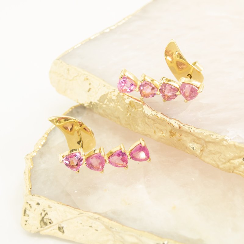Brinco Earcuff Trilhons Turmalina Rosa