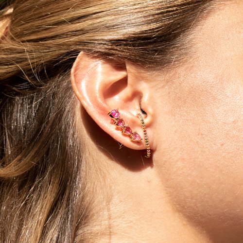 Brinco Earcuff Trilhons Turmalina Rosa