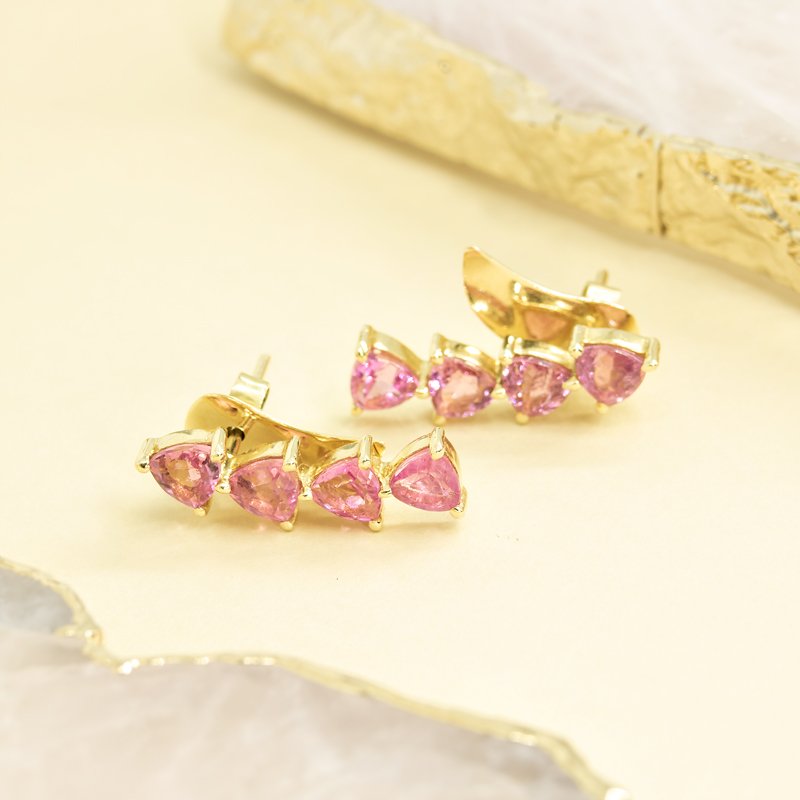 Brinco Earcuff Trilhons Turmalina Rosa