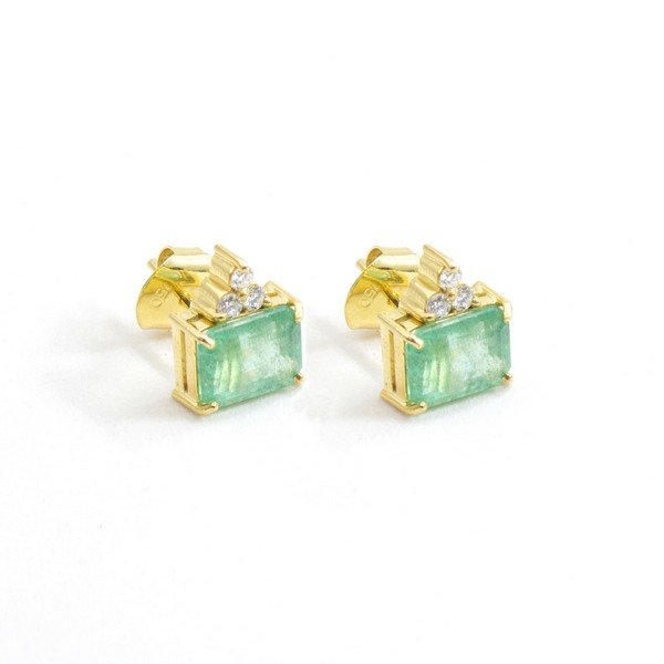 Brinco Esmeralda Trilhon Diamantes 