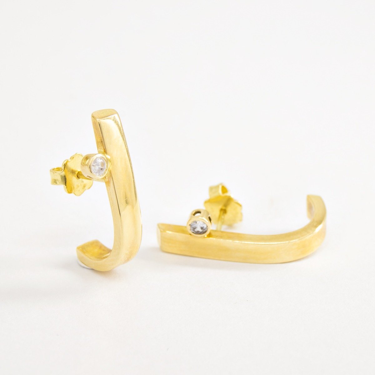 Brinco Extra Garra Ouro 18k Topázio Branco