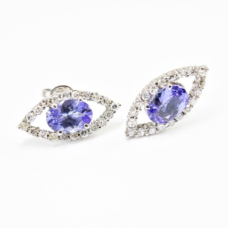 Brinco Eye Tanzanitas e diamantes