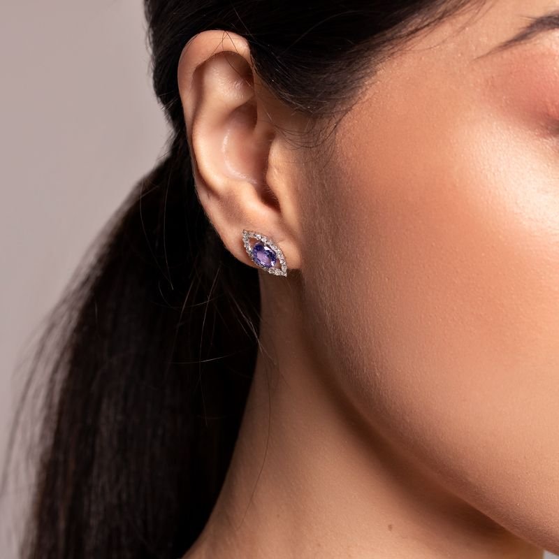 Brinco Eye Tanzanitas e diamantes