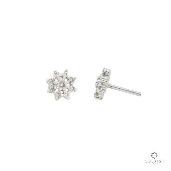 Brinco Florzinhas Diamantes Médio