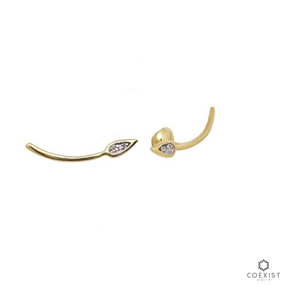 Brinco folha Diamantes 