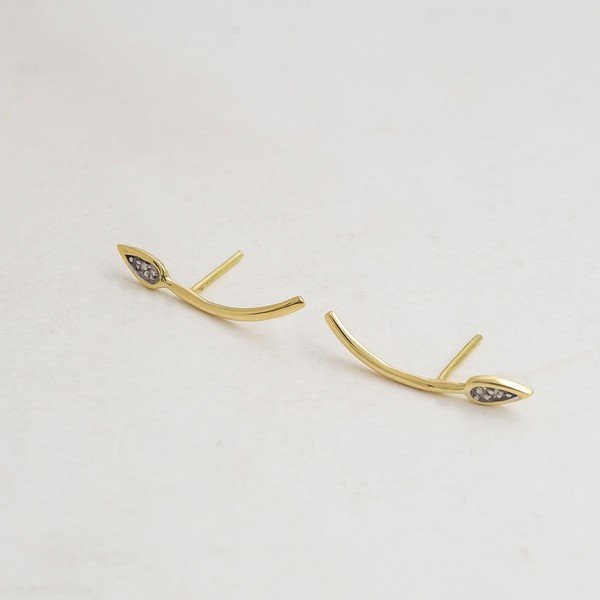 Brinco folha Diamantes 