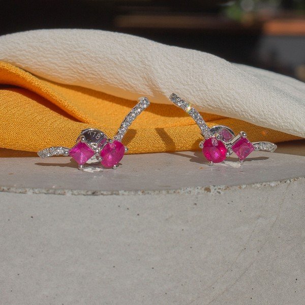 Brinco Garra Beauté Rubi Diamantes
