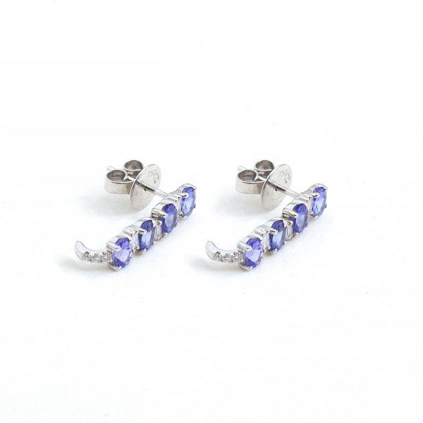 Brinco Garra Tanzanitas e Baguetes Diamantes 