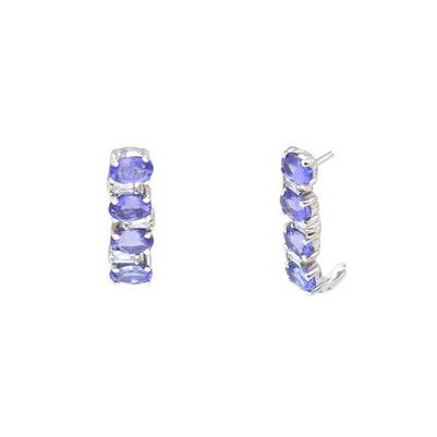 Brinco Garra Tanzanitas e Baguetes Diamantes 