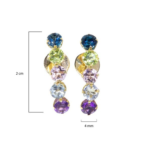 Brinco Garra Turmalinas Coloridas Topázio e Peridoto