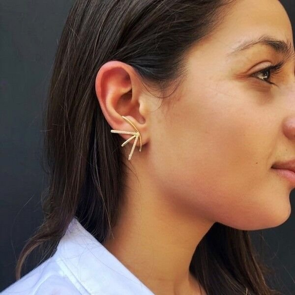 Brinco Garras Lisas e Diamantes