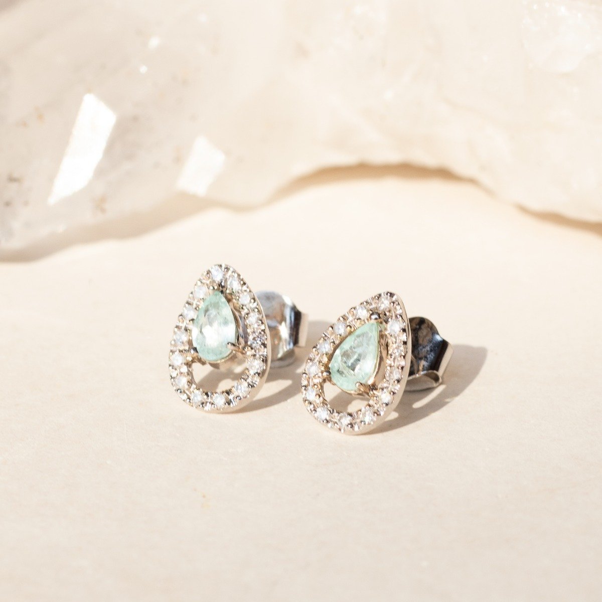 Brinco Gota Turmalina Paraíba Diamantes Corridos