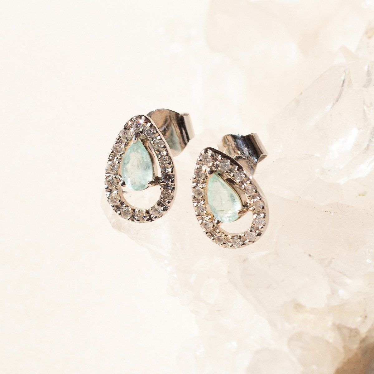 Brinco Gota Turmalina Paraíba Diamantes Corridos