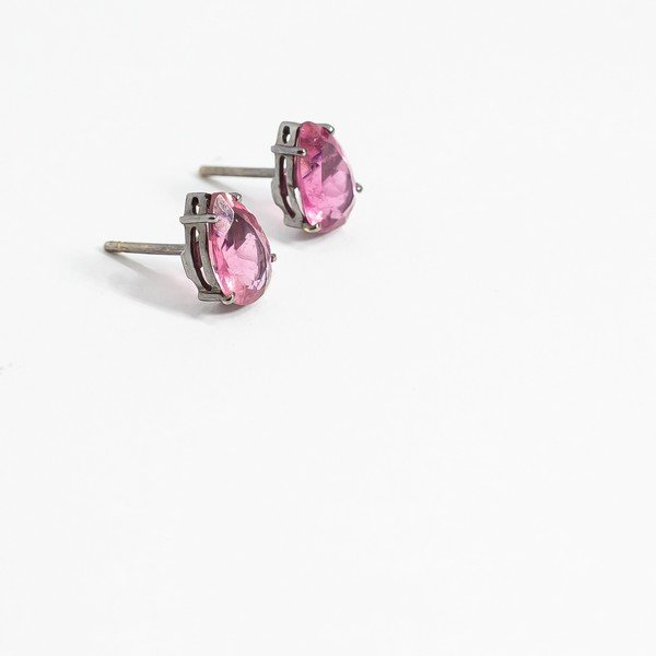 Brinco Gotinha Turmalina Rosa