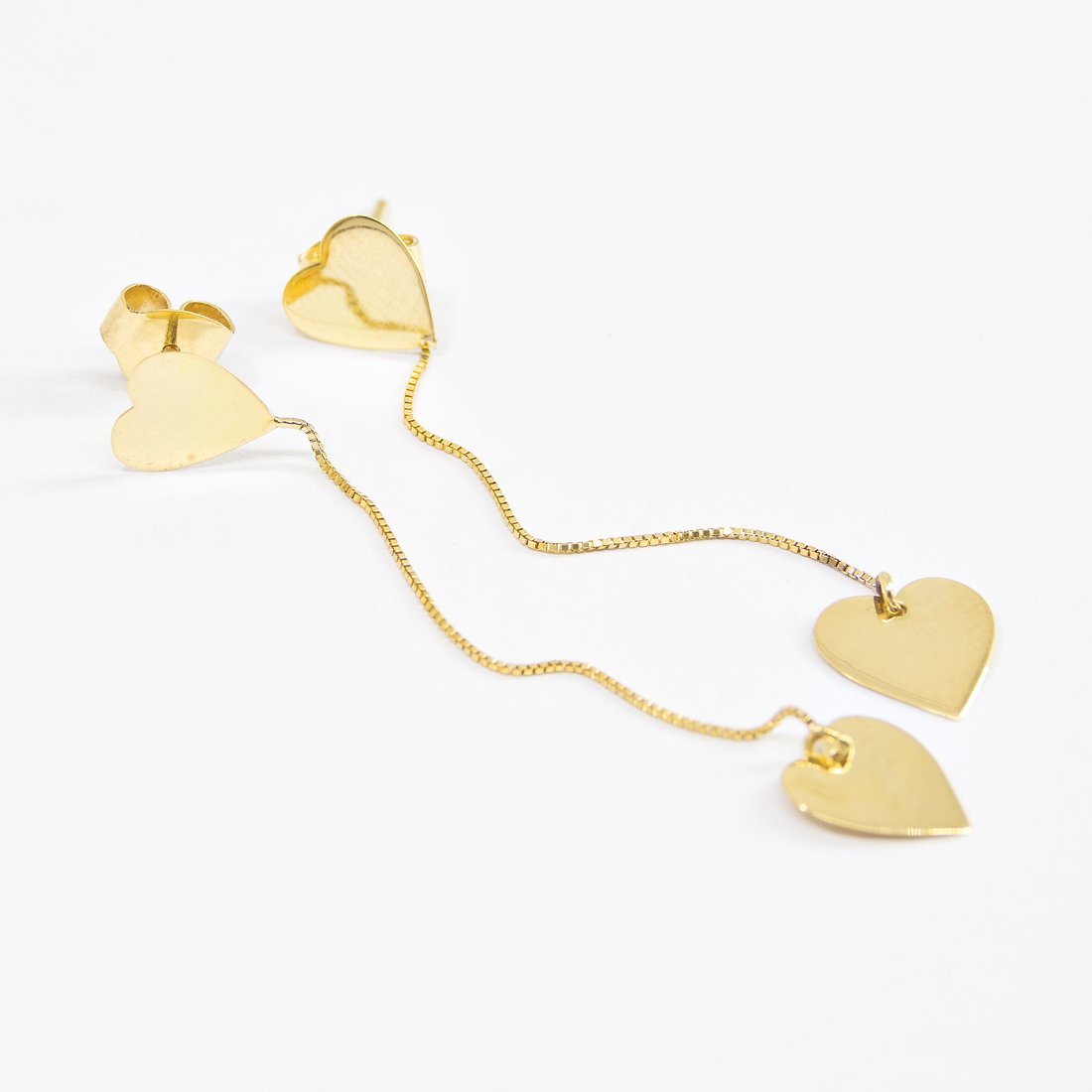Brinco Hanging Hearts Ouro 18K