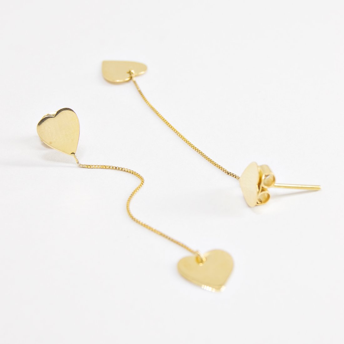 Brinco Hanging Hearts Ouro 18K