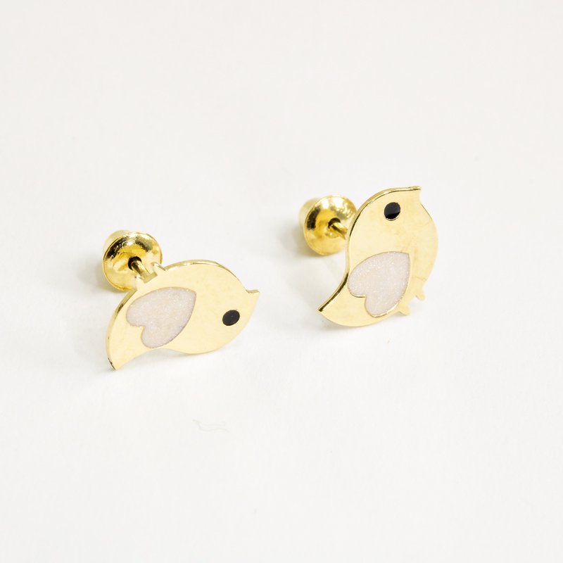Brinco Kids Passarinho coração esmaltado