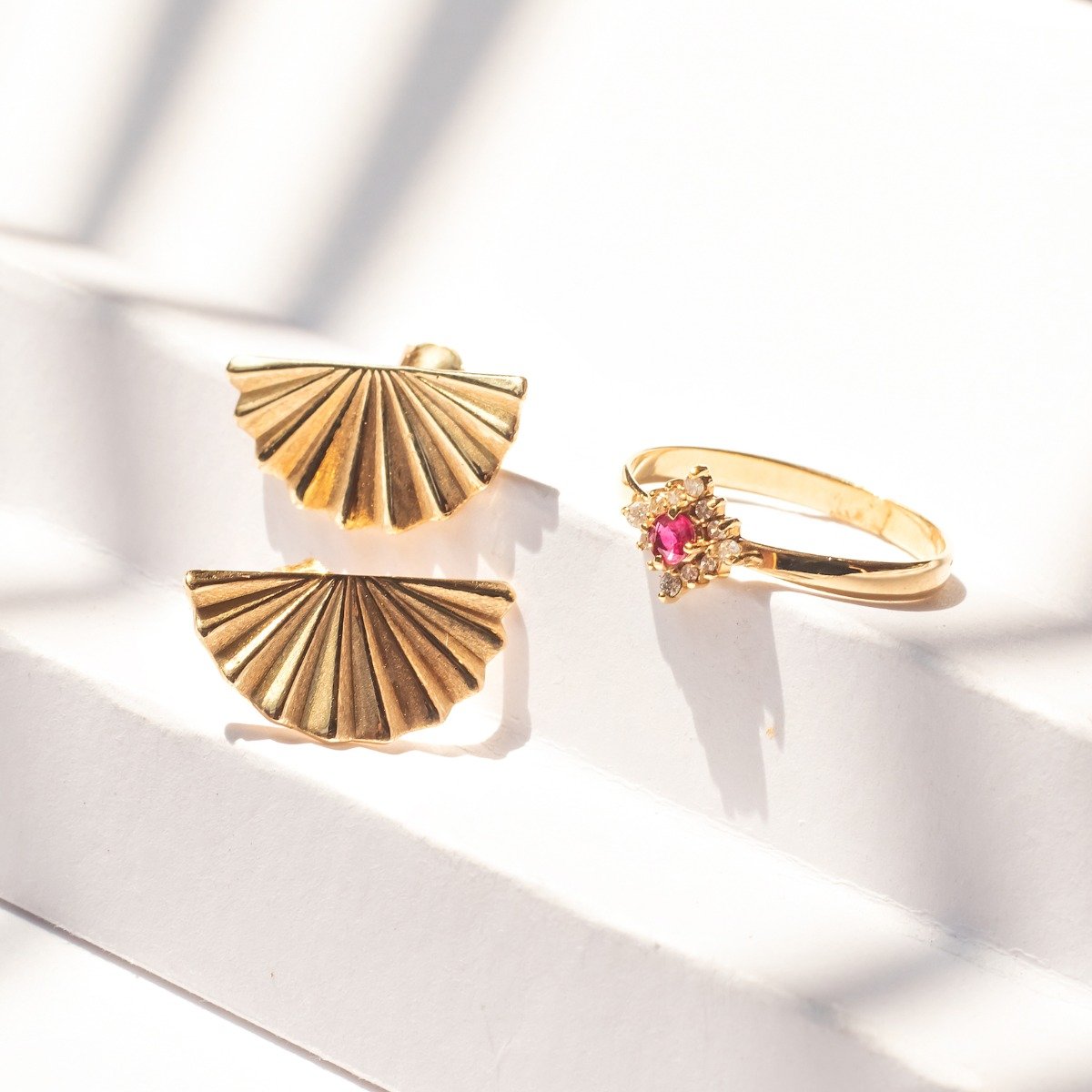 Brinco Leque Ouro 18k