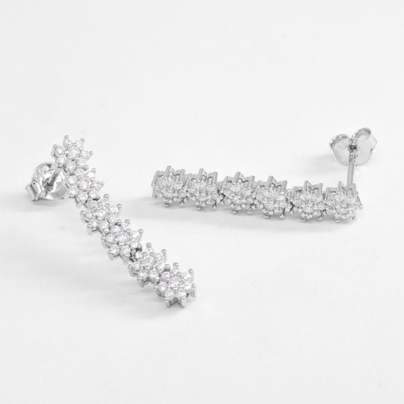 Brinco Long Florzinhas Stones