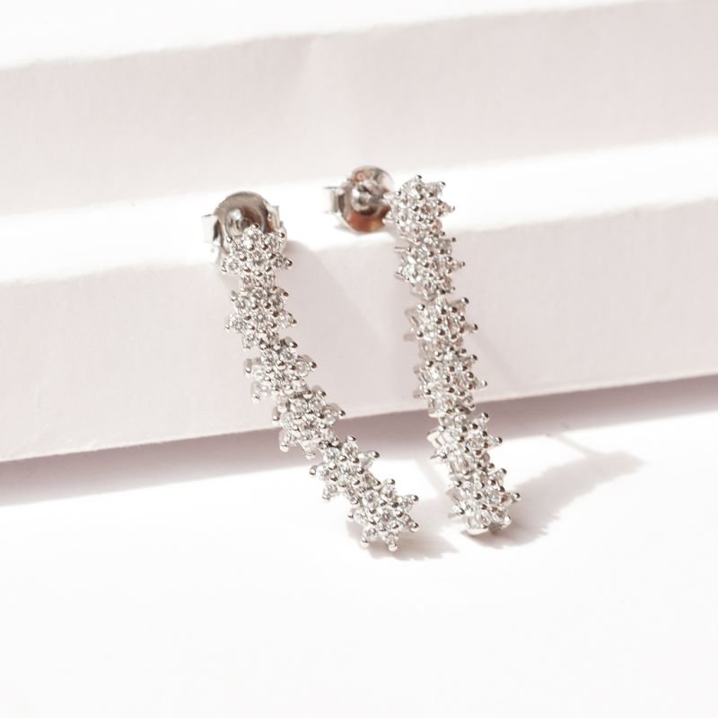 Brinco Long Florzinhas Stones
